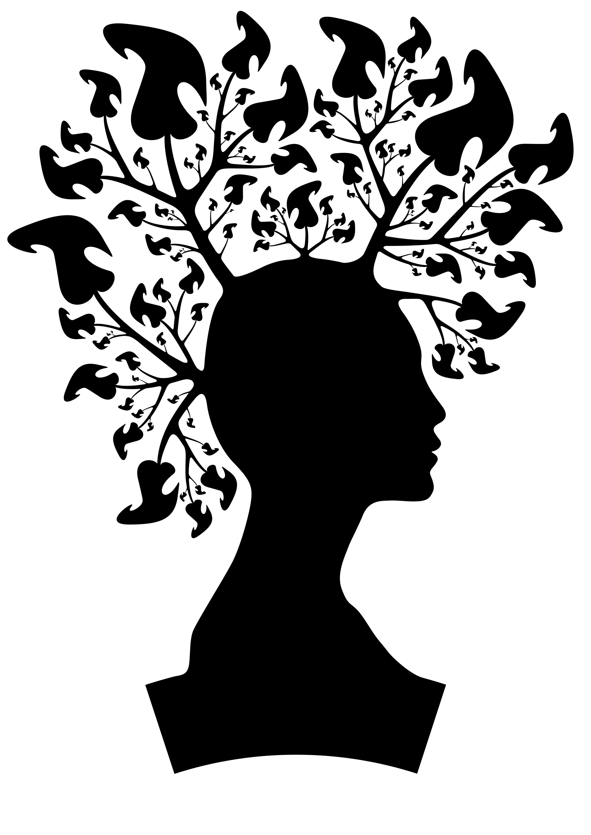 ombre personne avec feuilles sur la tête réalisé en vectoriel